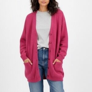 Esprit Cardigan Sweater Womens Pink wool Front Pockets Long Sleeve Winter Wear